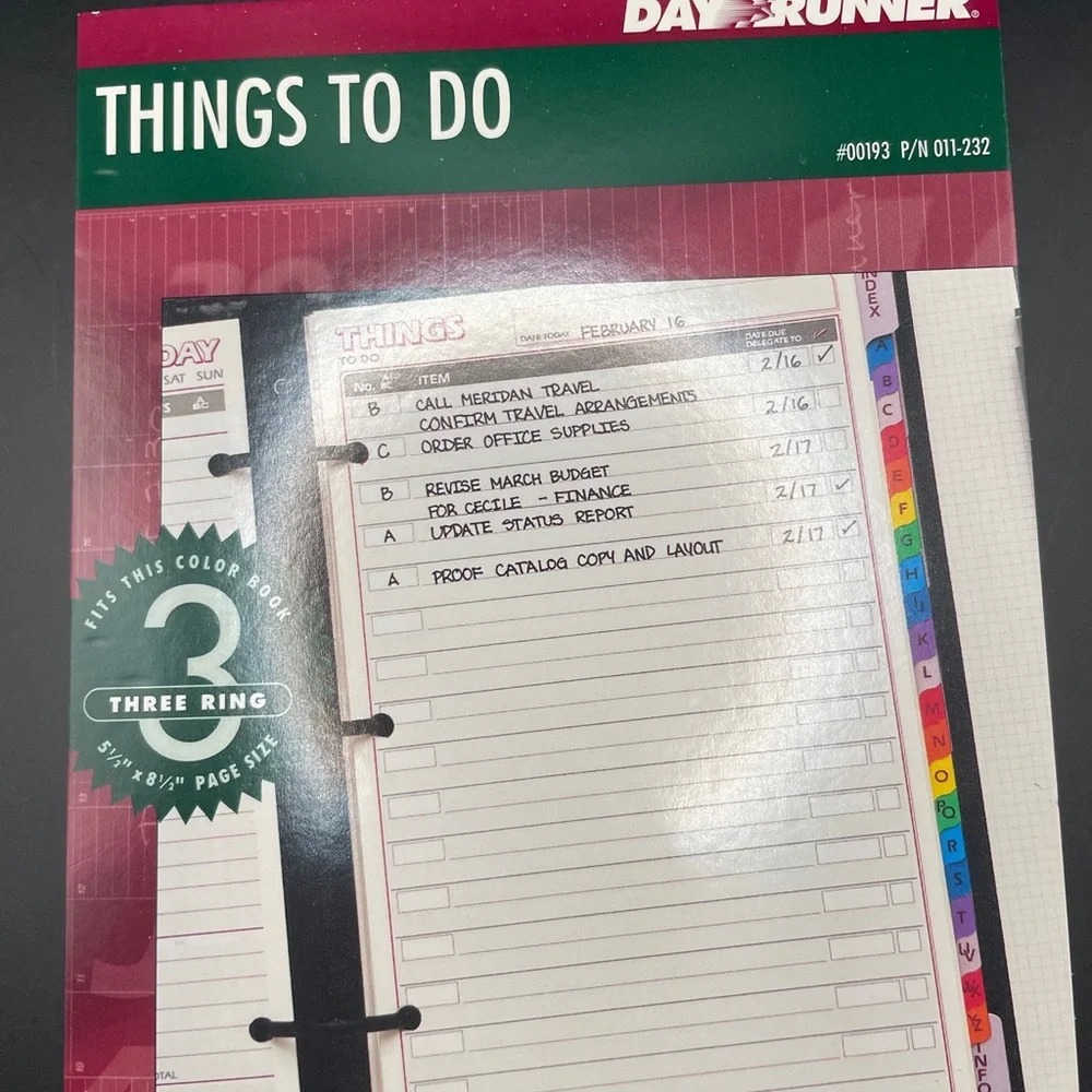 Day Runner Things To Do Planner Refill